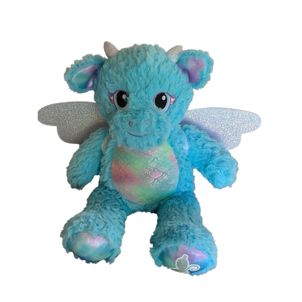 Build-A-Bear Beary Fairy Friends Enchanted Dragon Plush Blue Rainbow 16"